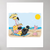 funny flamingo on vacation poster (Voorkant)