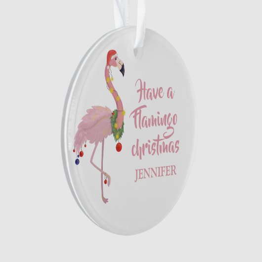 Funny Flamingo Persoonlijke kerstboom Ornament (voorkant)