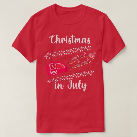 Funny Flamingo Pink Retro Camping Car Kerstmis T-shirt (Design voorkant)