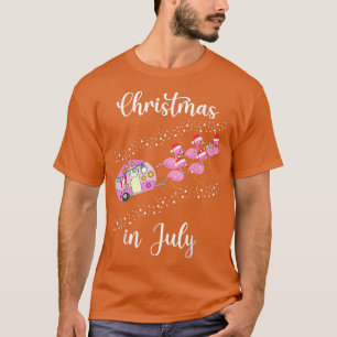Funny Flamingo Pink Retro Camping Car Kerstmis T-shirt