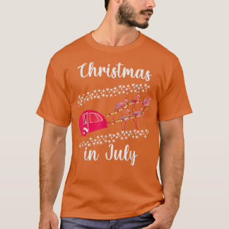 Funny Flamingo Pink Retro Camping Car Kerstmis T-shirt