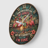 Funny Flamingo Tropical Humorous Beach House Grote Klok (Hoek)
