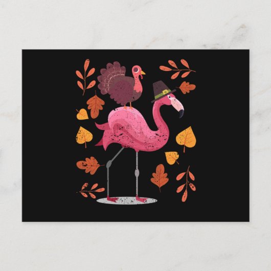 Funny flamingo turkey Thanksgiving Dag avond gemid Briefkaart (Voorkant)
