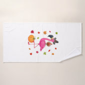 Funny Flamingo Turkey Thanksgiving Pumpkin Badhanddoek (Badhanddoek)
