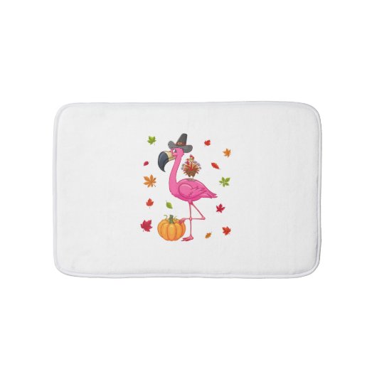 Funny Flamingo Turkey Thanksgiving Pumpkin Badmat (Voorkant)