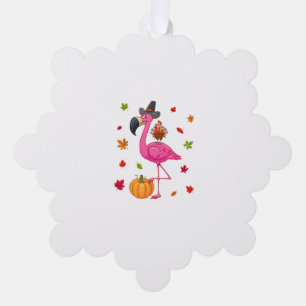 Funny Flamingo Turkey Thanksgiving Pumpkin Ornament Kaart