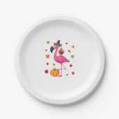 Funny Flamingo Turkey Thanksgiving Pumpkin Papieren Bordje (Voorkant)