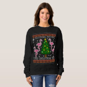 Funny Flamingo Ugly Kerstmis Snow Sweater Ju (Voorkant volledig)