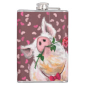 Funny Flask Gentleman Pig met Roos Heupfles (Achterkant)