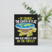 Funny Flat Earth Society Turtle Humor Briefkaart (Staand voorkant)