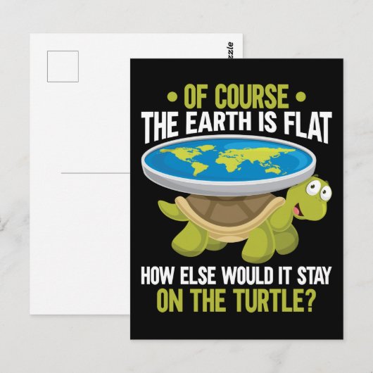 Funny Flat Earth Society Turtle Humor Briefkaart (Voorkant / Achterkant)