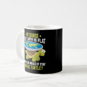 Funny Flat Earth Society Turtle Humor Koffiemok (Voorkant links)