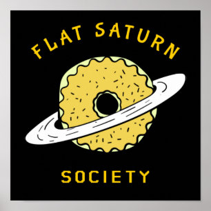 Funny Flat Saturn Society Donut illustratie Poster