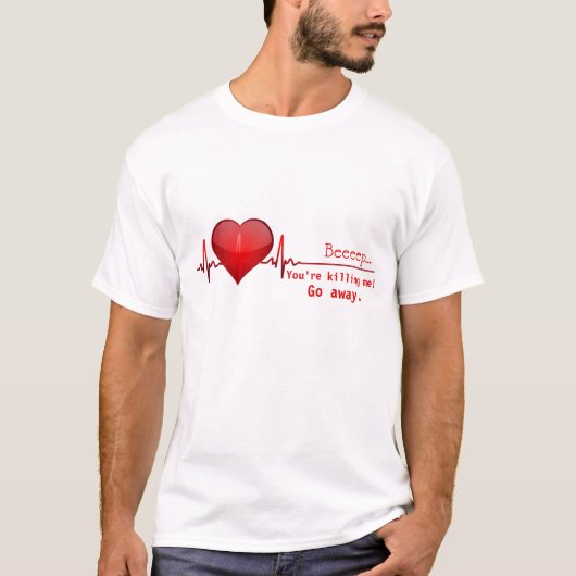 Funny Flatlining Heart Beat Humor T-Shirt (Voorkant)