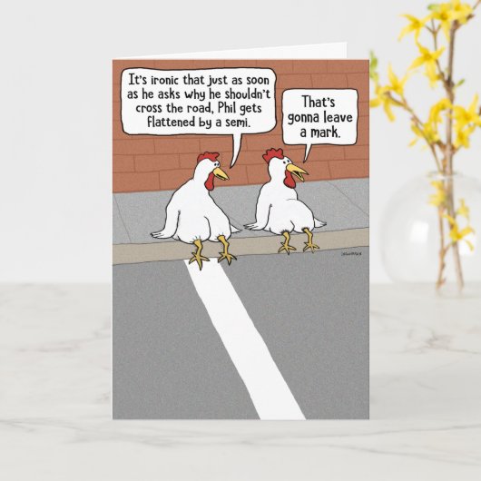 Funny Flatted Chicken get well Kaart (Gele Bloem)