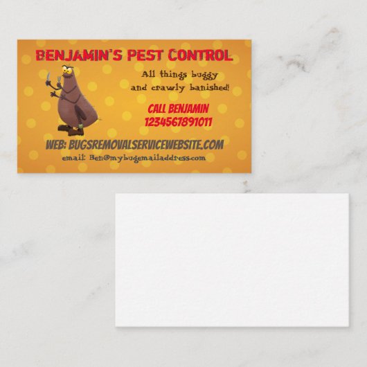 Funny flea insect pest control business visitekaartje (Voorkant / Achterkant)