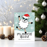 Funny Fleece Navidad Dansende Sheep Kerstmis Feestdagenkaart<br><div class="desc">Verspreid een beetje feestvreugde met deze grappige kerstkaart met een schaap dat een kerstman in de sneeuw had gedanst en een humoristisch woordspel,  waarbij de Spaanse 'Feliz Navidad'-groet werd vervangen door 'FLEECE Navidad'. Origineel kunstwerk KL Stock</div>