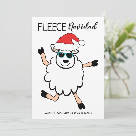 Funny Fleece Navidad Dansende Sheep Kerstmis Feestdagenkaart (Staand voorkant)
