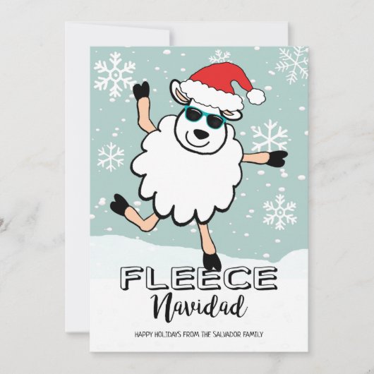 Funny Fleece Navidad Dansende Sheep Kerstmis Feestdagenkaart (Voorkant)
