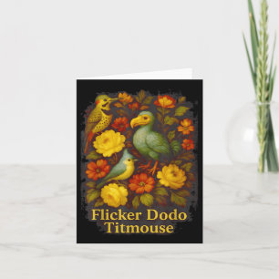 Funny Flicker Dodo Titmouse Bloemen Shirt W Kaart