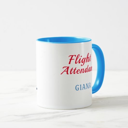 Funny Flight Attendant Takeoff Blue Plane Mok (Voorkant rechts)