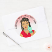 Funny Flipping the Bird Ethnic Retro Lady Ronde Sticker (Envelop)