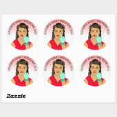 Funny Flipping the Bird Ethnic Retro Lady Ronde Sticker (Vel)