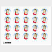 Funny Flipping the Bird Retro Lady Ronde Sticker (Vel)