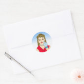 Funny Flipping the Bird Retro Lady Ronde Sticker (Envelop)