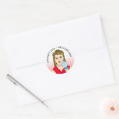 Funny Flipping the Bird Retro Lady Ronde Sticker (Envelop)