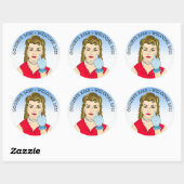 Funny Flipping the Bird Retro Lady Ronde Sticker (Vel)