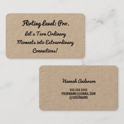 Funny Flirting Kraft Visitekaartje (Voorkant / Achterkant)