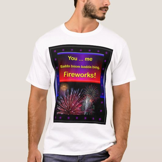 Funny Flirty Fireworks, 4 juli T-shirt (Voorkant)