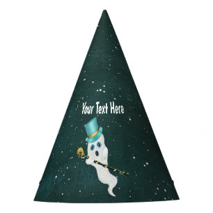 Funny Floating Ghost met Blue Top Hat Skull Feesthoedjes