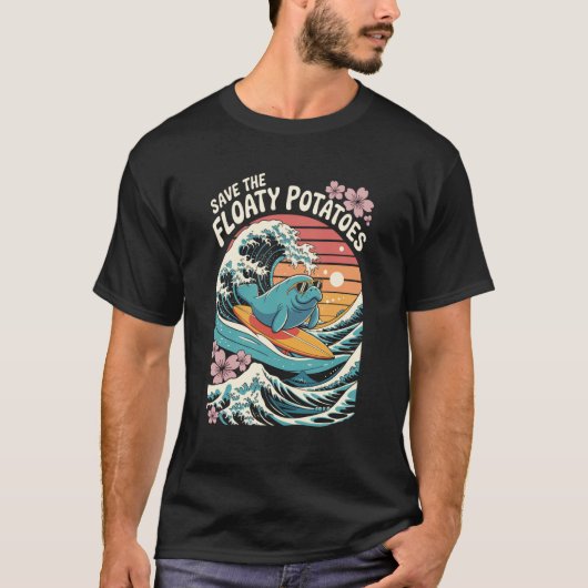 Funny Floaty Potato Manatee Sea Cow T-shirt (Voorkant)
