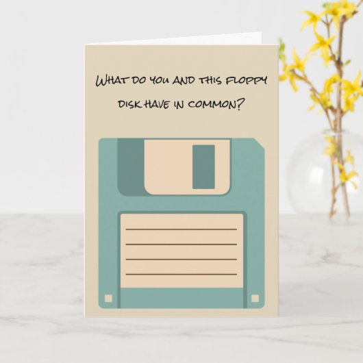 Funny Floppy Computer Disk Retirement Kaart (Gele Bloem)