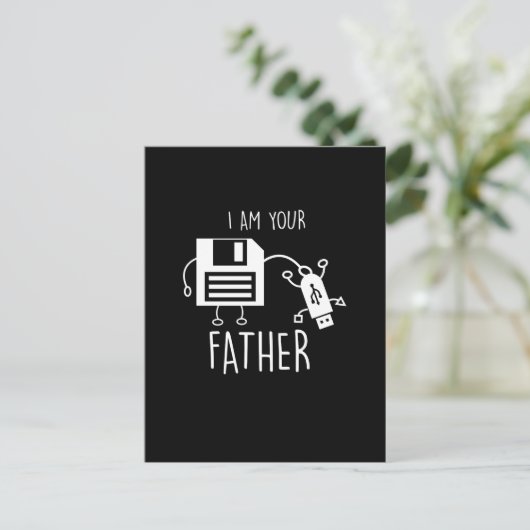 Funny Floppy Disk naar USB Ik ben uw vader Briefkaart (Staand voorkant)
