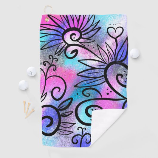 Funny floral art golfhanddoek (Insitu)