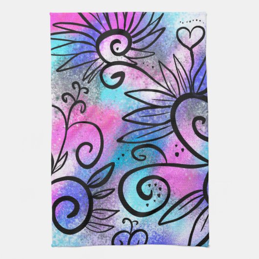 Funny floral art theedoek (Verticaal)
