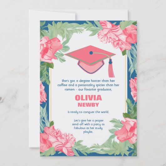 Funny Floral Brilliance Afstudeerder Party Kaart (Voorkant)