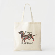 Funny Floral Doxie Canvas tassen