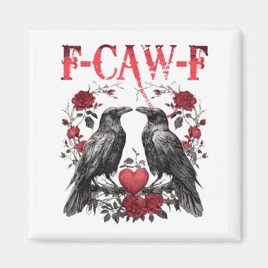 Funny Floral Heart Raven F-caw-f Anti Valentin's D Magneet (Voorkant)