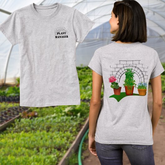 Funny Floral Plant Manager voor- en achterontwerp T-shirt