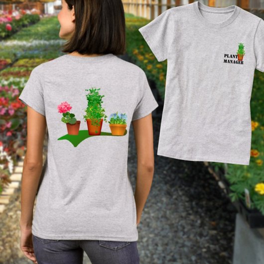 Funny Floral Plant Manager voor- en achterontwerp T-shirt