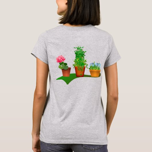 Funny Floral Plant Manager voor- en achterontwerp T-shirt (Achterkant)