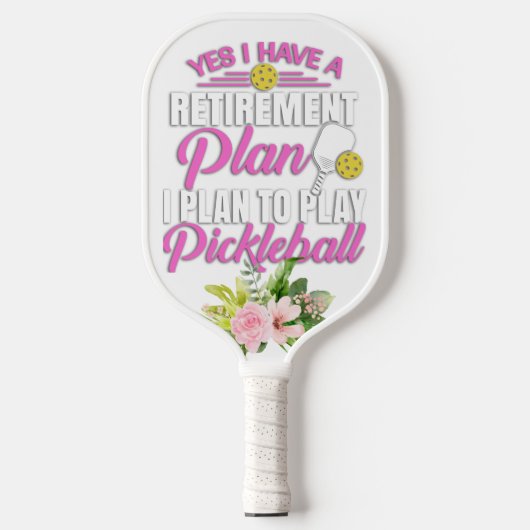 Funny Floral Retirement roze voor haar Pickleball Paddle (Voorkant)