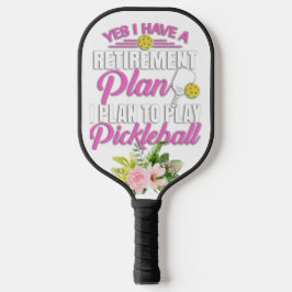 Funny Floral Retirement roze voor haar Pickleball Paddle