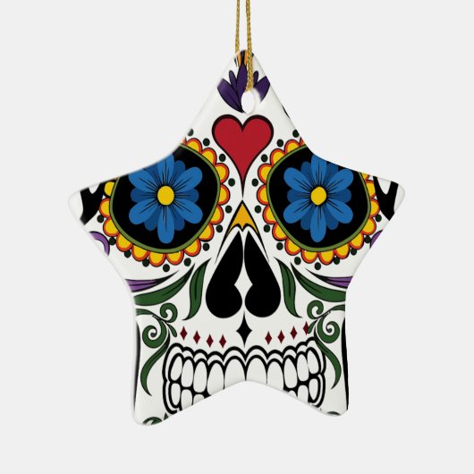 Funny Floral Skull Keramisch Ornament (Rechts)
