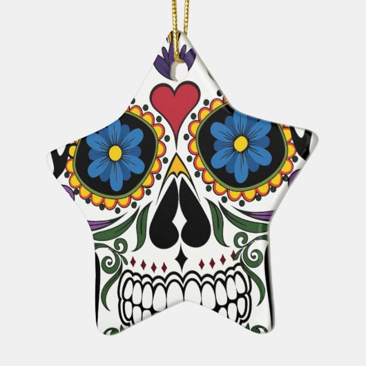 Funny Floral Skull Keramisch Ornament (Links)