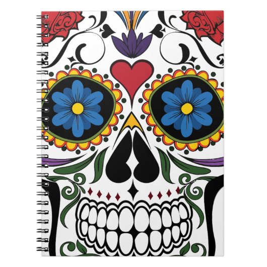 Funny Floral Skull Notitieboek (Voorkant)